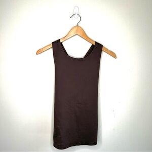 Athletic Top Racerback Cross Back with Built in Shelf Bra Brown Size Medium